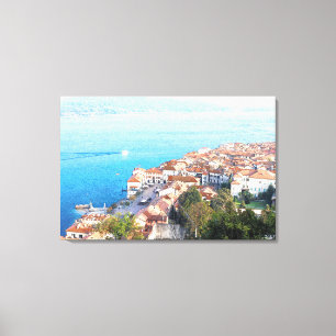 pencil sketch effect of lake Maggiore on canvas Print