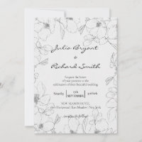 Pencil Sketch Floral | Peony Minimalist Wedding