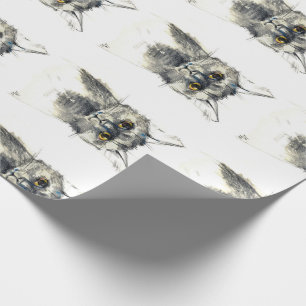 Pencil sketch of the black cat wrapping paper