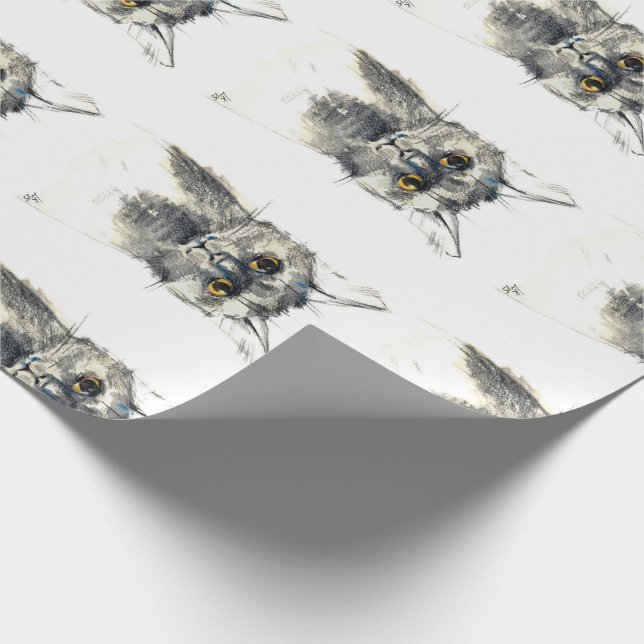 Pencil sketch of the black cat wrapping paper (Corner)