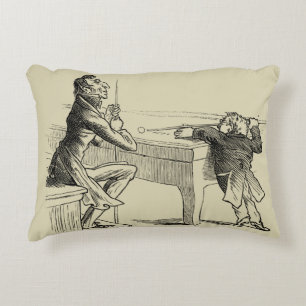 Pencil Sketch of Two Men Playing Pool Accent Pillow