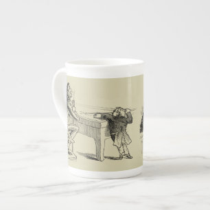 Pencil Sketch of Two Men Playing Pool Bone China Mug