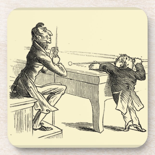 Pencil Sketch of Two Men Playing Pool Coaster (Front)