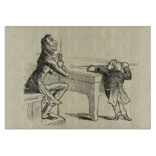 Pencil Sketch of Two Men Playing Pool Cutting Board