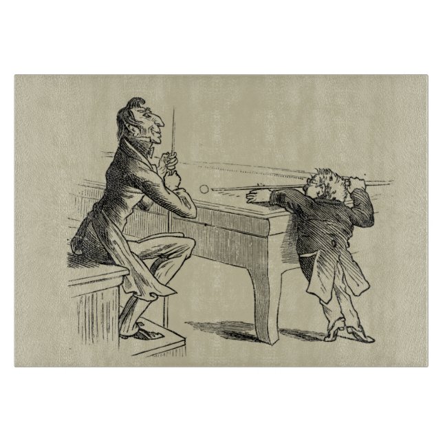 Pencil Sketch of Two Men Playing Pool Cutting Board (Front)