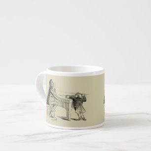 Pencil Sketch of Two Men Playing Pool Espresso Cup