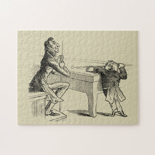 Pencil Sketch of Two Men Playing Pool Jigsaw Puzzle (Horizontal)