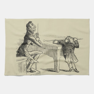 Pencil Sketch of Two Men Playing Pool Kitchen Towel