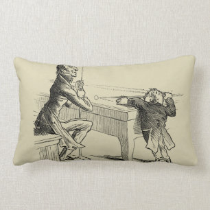 Pencil Sketch of Two Men Playing Pool Lumbar Pillow