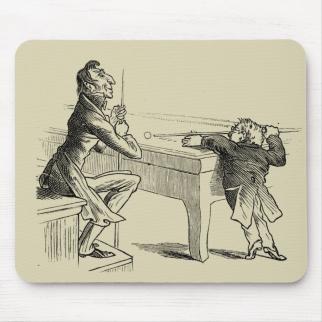 Pencil Sketch of Two Men Playing Pool Mouse Pad (Front)