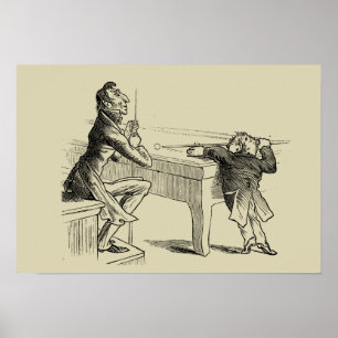 Pencil Sketch of Two Men Playing Pool Poster