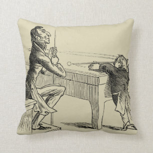 Pencil Sketch of Two Men Playing Pool Throw Pillow