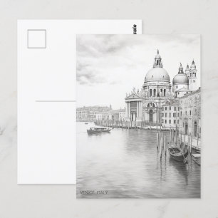 Pencil Sketch Painting Venice Italy Travel Art Postcard