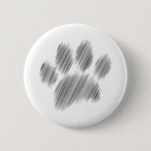 Pencil Sketched Dog Paw Digital Art 2 Inch Round Button