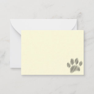 Pencil Sketched Dog Paw Digital Art Cream Card