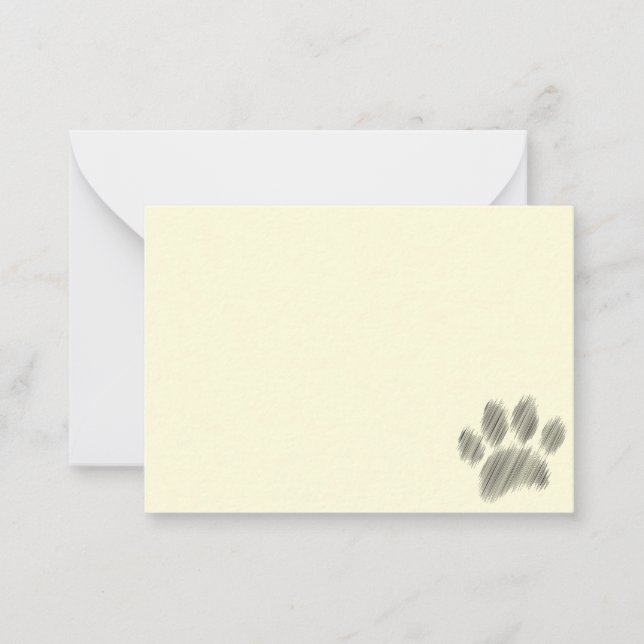 Pencil Sketched Dog Paw Digital Art Cream Card (Front)