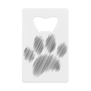 Pencil Sketched Dog Paw Digital Art Credit Card Bottle Opener
