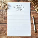 Pencil sketched plant lined notepad<br><div class="desc">Pretty leaves and plant lined notepad
This pencil sketched, plant lined notepad is a perfect way to keep things fun. Features evenly lined note paper in a light grey colour with pretty pencil drawn leaves and space to add your own message, name or details.</div>