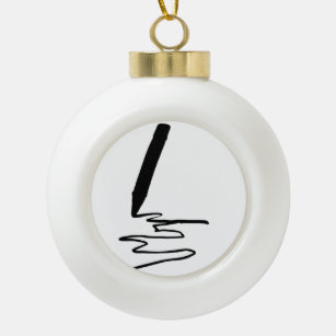 Pencil Sketching Silhouette Drawing Ceramic Ball Christmas Ornament