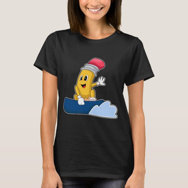 Pencil Snowboard Winter sports T-Shirt (Front)