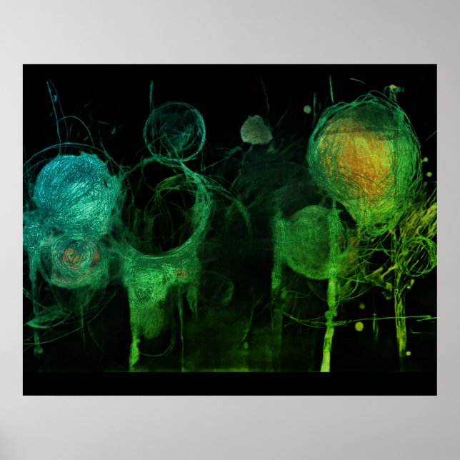 Pencil Style Drawing of a Row of Bubbles on Wall Poster (Front)