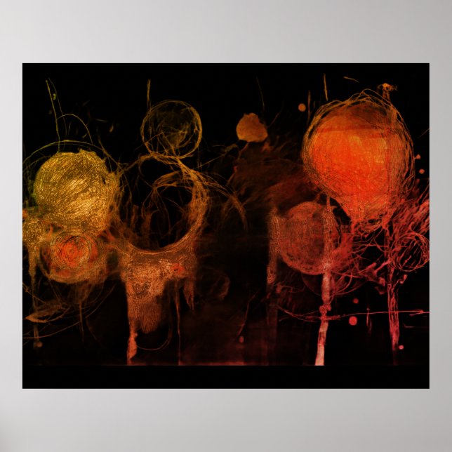Pencil Style Drawing of Dark Brooding Bubbles Wall Poster (Front)