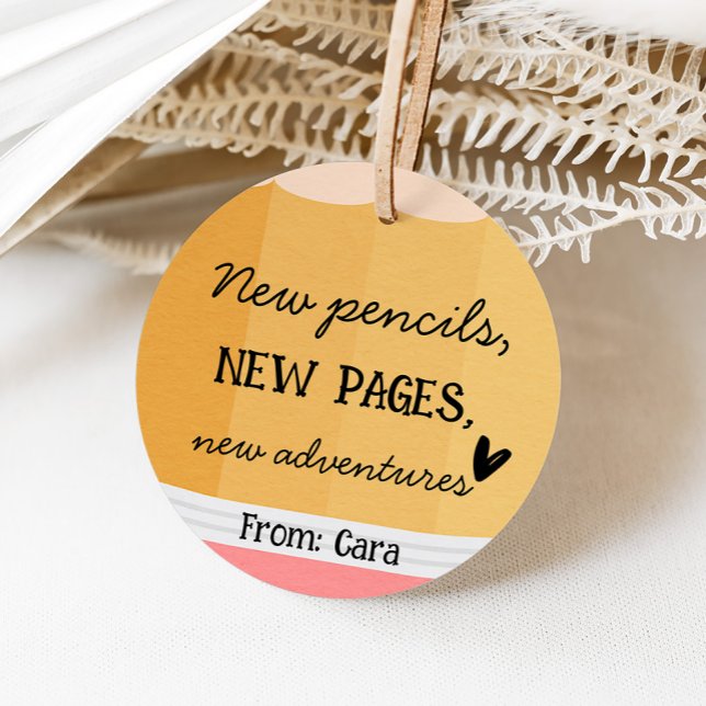 Pencil Teacher School Round Favour Tags (Teacher Pencil School Round Favor Tags)