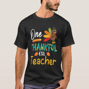Pencil Turkey Pilgrim Thanksgiving One Thankful ES T-Shirt
