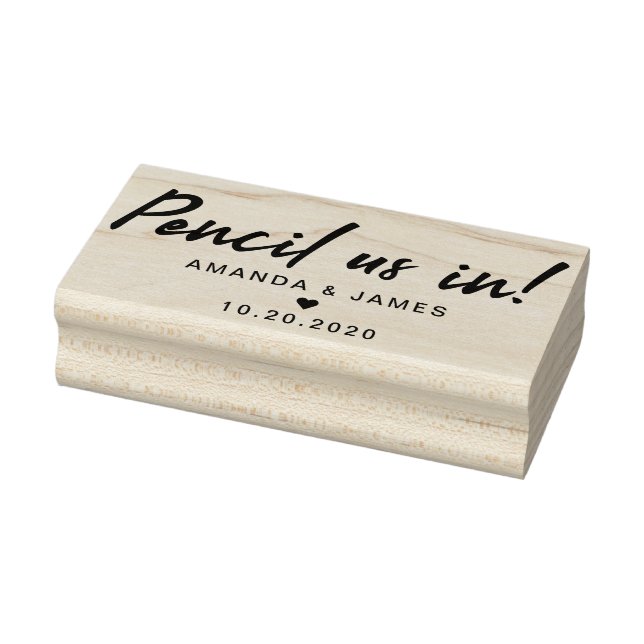 Pencil Us In Elegant Wedding Save The Date Rubber Stamp (Stamp)