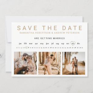 Pencil us in gold 3 photo grid  save the date