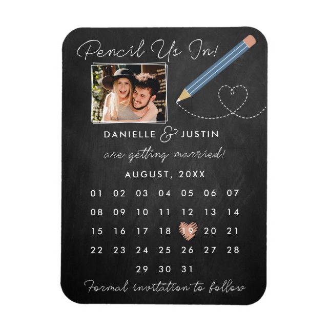 "Pencil Us In" Modern Calendar Save the Date Magnet (Vertical)