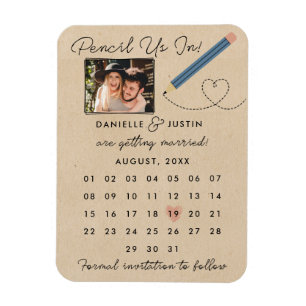 "Pencil Us In" Modern Calendar Save the Date Magnet