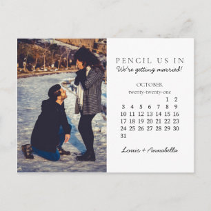 Pencil Us In Save the Date October 2021 Calendar Postcard