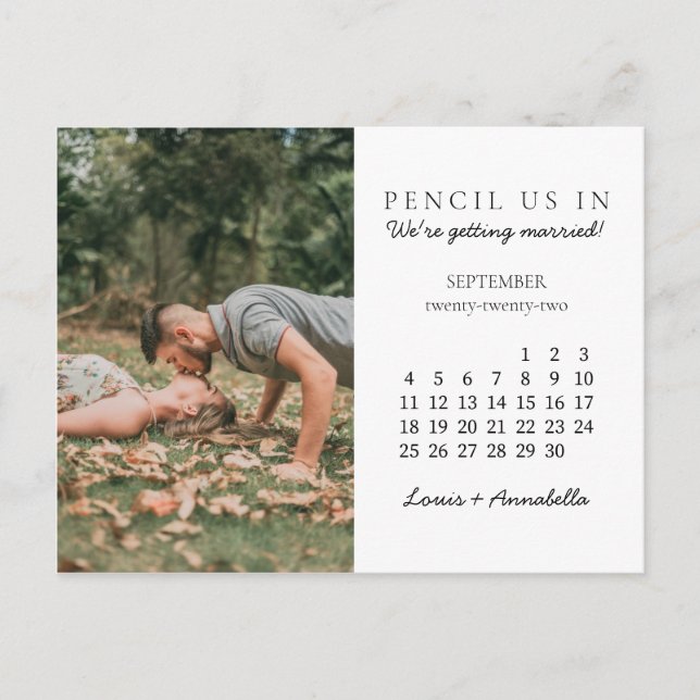 Pencil Us In Save the Date September 2022 Calendar Postcard (Front)