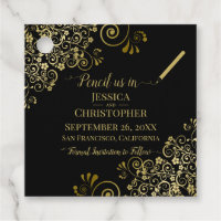 Pencil Us In Wedding Save the Date Gold & Black