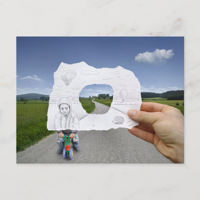 Pencil Vs Camera - Child Playing Postcard (Front)