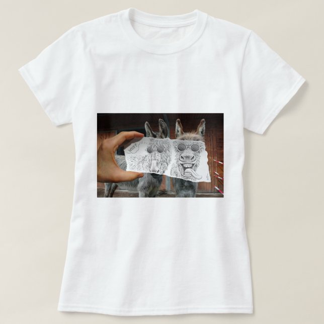 Pencil Vs Camera - Crazy Donkeys T-Shirt (Design Front)