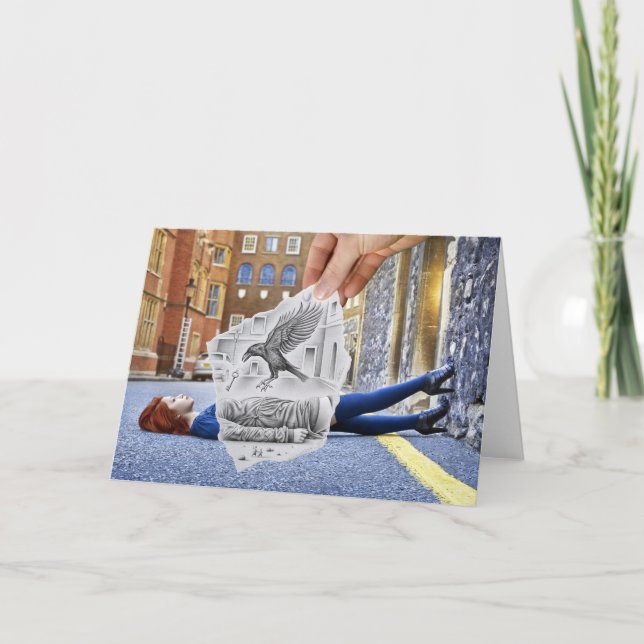 Pencil Vs Camera - Crow Card (Front)