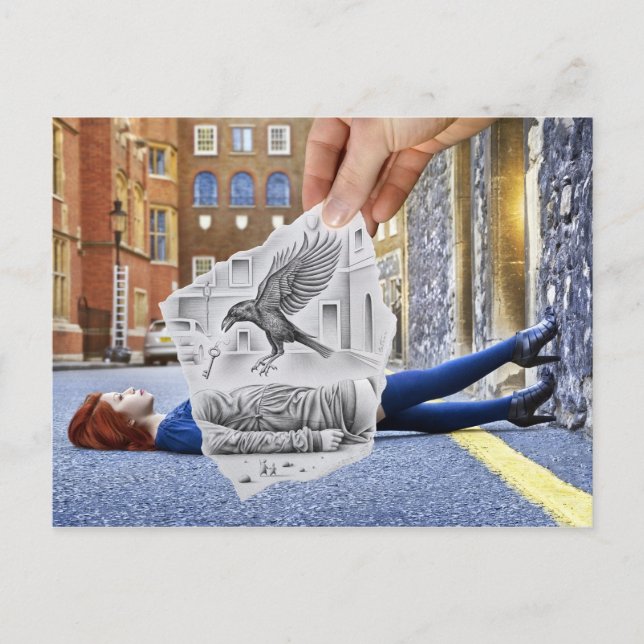 Pencil Vs Camera - Crow Postcard (Front)
