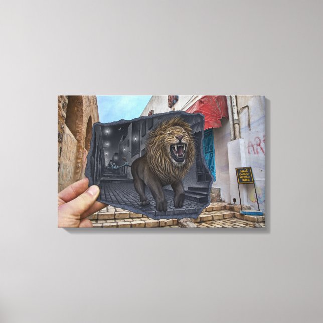 Pencil Vs Camera - Mighty Lion Canvas Print (Front)
