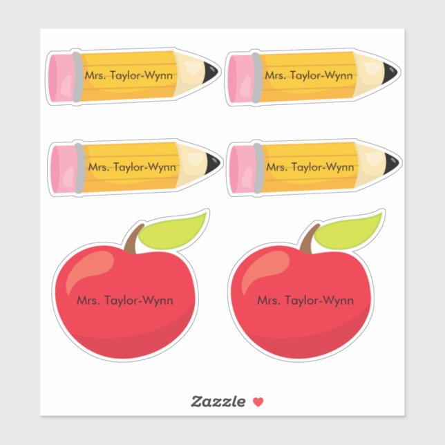 Pencils and Apples Teacher Classroom Personalize (Sheet)