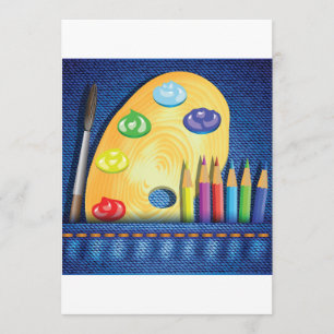 Pencils And Paintbrush Invitations