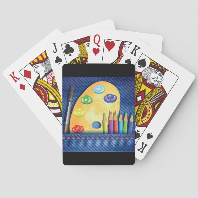 Pencils And Paintbrush Playing Cards (Back)