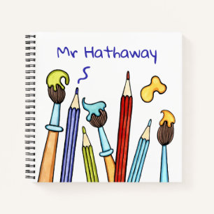 Pencils and Paintbrushes Thank You Teacher Gift Notebook