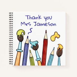Pencils and Paintbrushes Thank You Teacher Gift Notebook