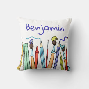 Pencils and Paintbrushes  Throw Pillow