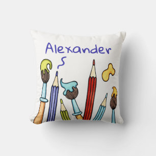 Pencils and Paintbrushes  Throw Pillow