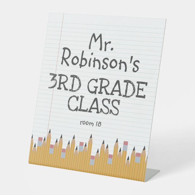 Pencils and Paper Personalized Classroom Sign (Front)