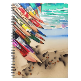 Pencils beach art notebook