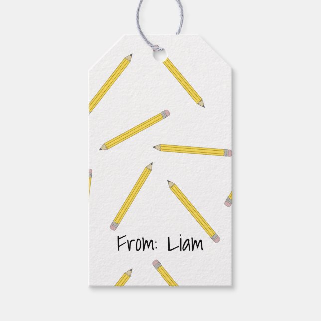 Pencils Down Personalized Gift Tag Back to School (Front)